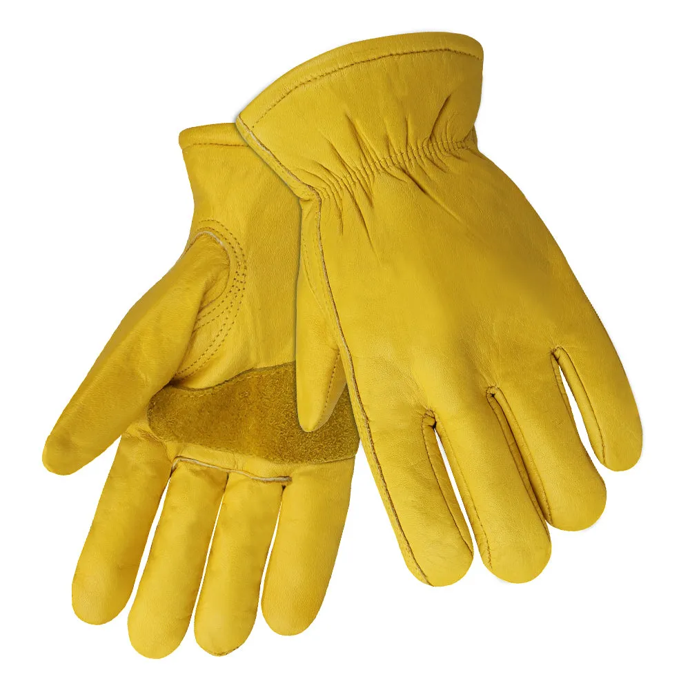 (12 pair pack) Water Resistant General Purpose Premium 100% Top Grain Cowhide Work Gloves