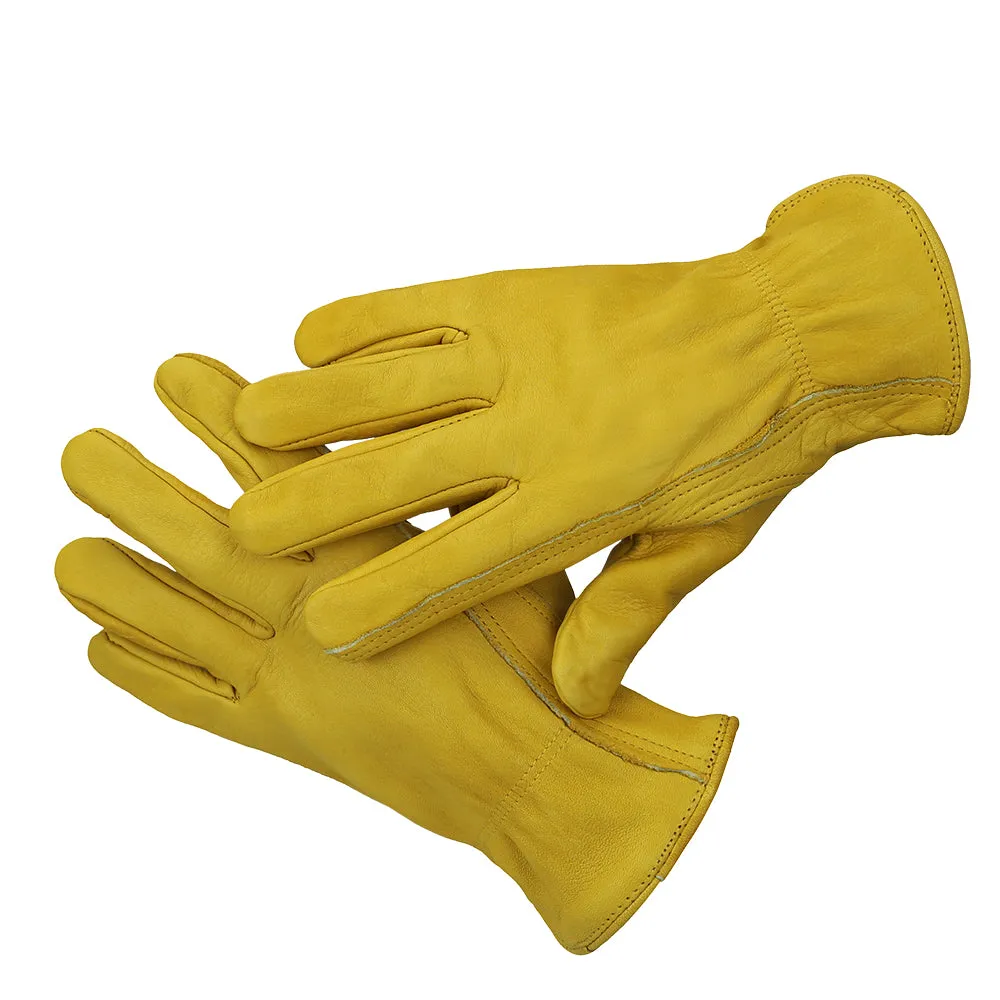 (12 pair pack) Water Resistant General Purpose Premium 100% Top Grain Cowhide Work Gloves