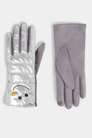 24636368B Snowman Puffer Gloves-Silver