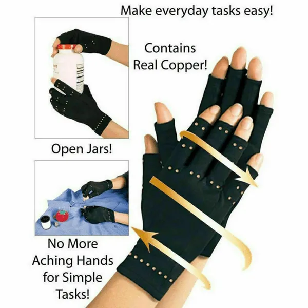 3 Pairs Copper-Infused Compression Gloves