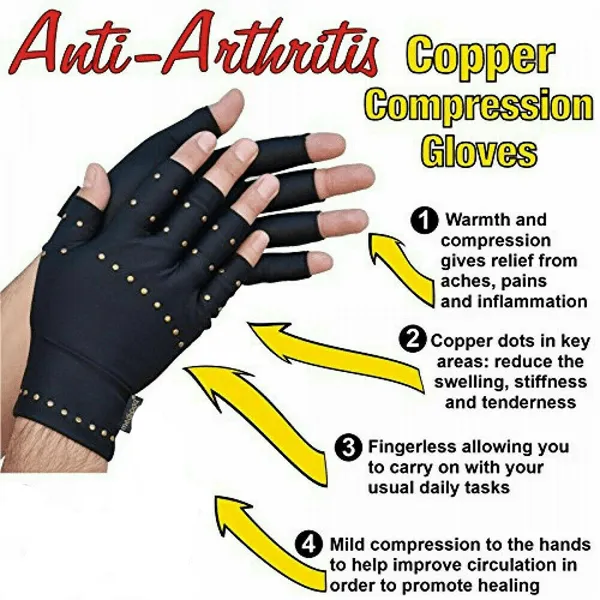 3 Pairs Copper-Infused Compression Gloves