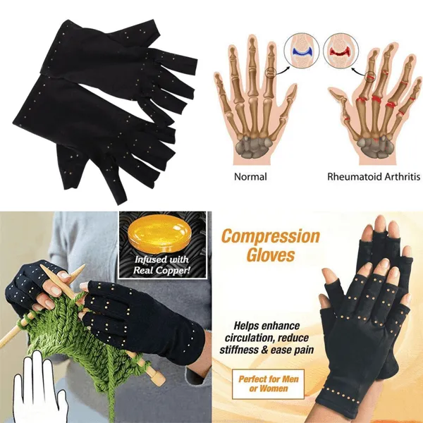 3 Pairs Copper-Infused Compression Gloves