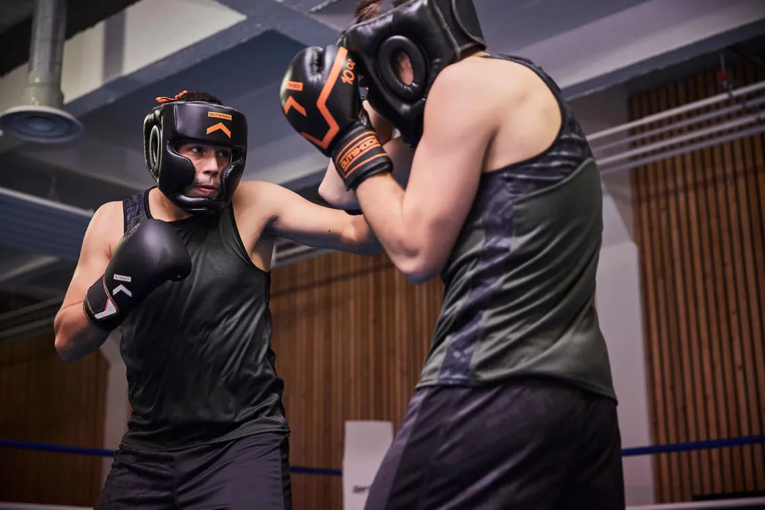 500 Intermediate Boxing Gloves - Black/Orange
