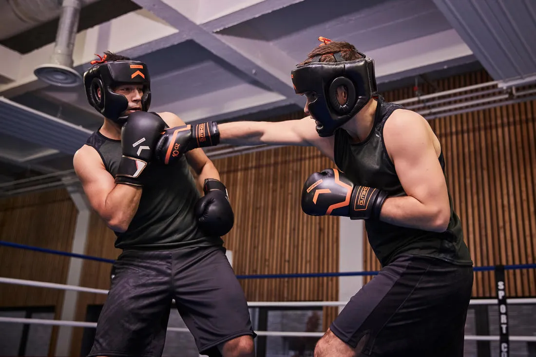 500 Intermediate Boxing Gloves - Black/Orange