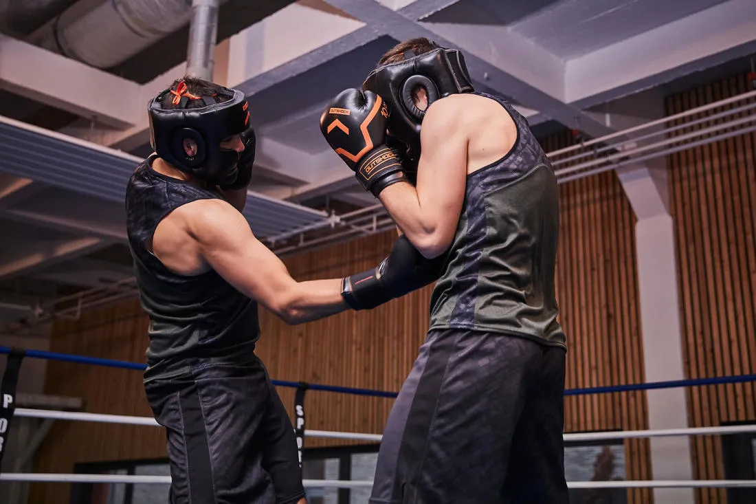 500 Intermediate Boxing Gloves - Black/Orange