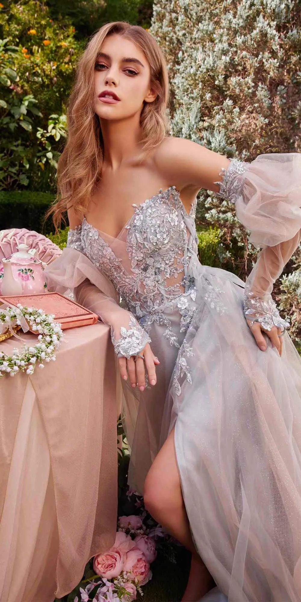 Andrea & Leo A1303 Long Strapless A-Line Glitter Tulle Gown