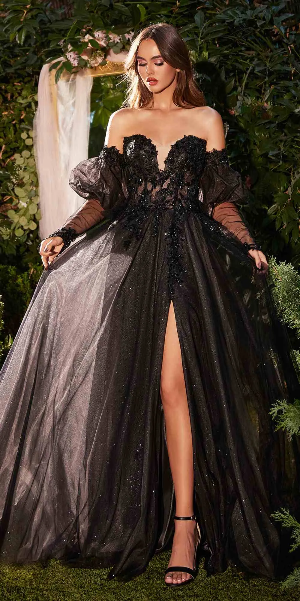 Andrea & Leo A1303 Long Strapless A-Line Glitter Tulle Gown