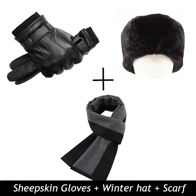 BISON DENIM Genuine Sheepskin Leather Gloves
