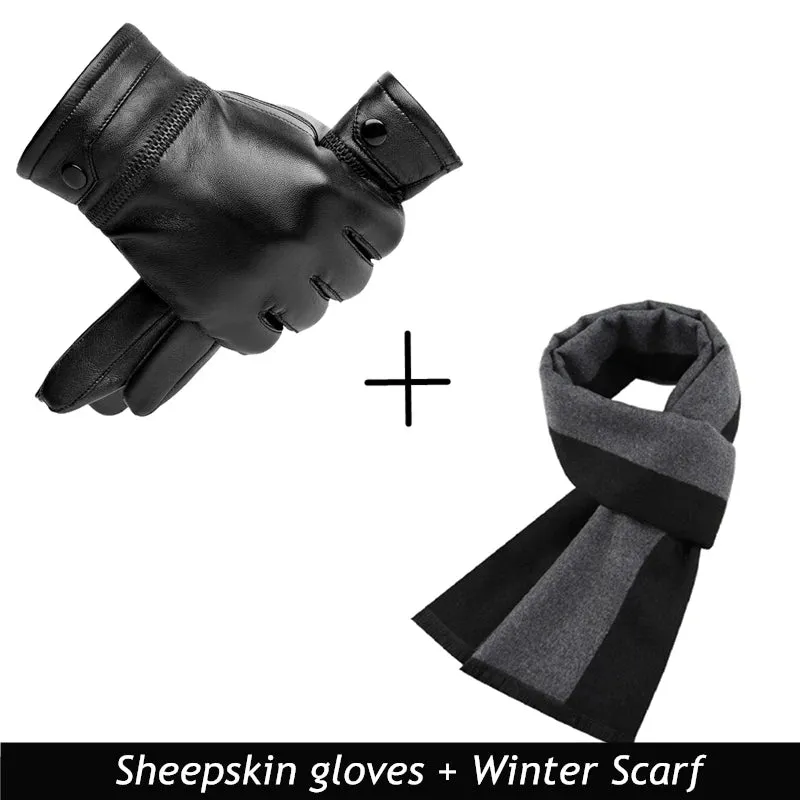 BISON DENIM Genuine Sheepskin Leather Gloves