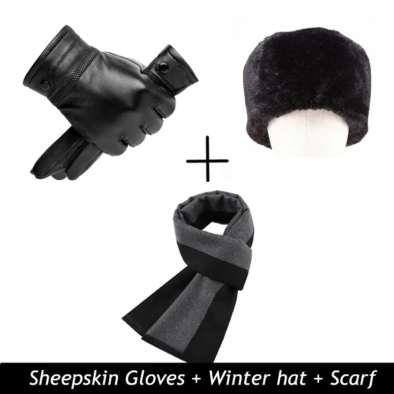 BISON DENIM Genuine Sheepskin Leather Gloves