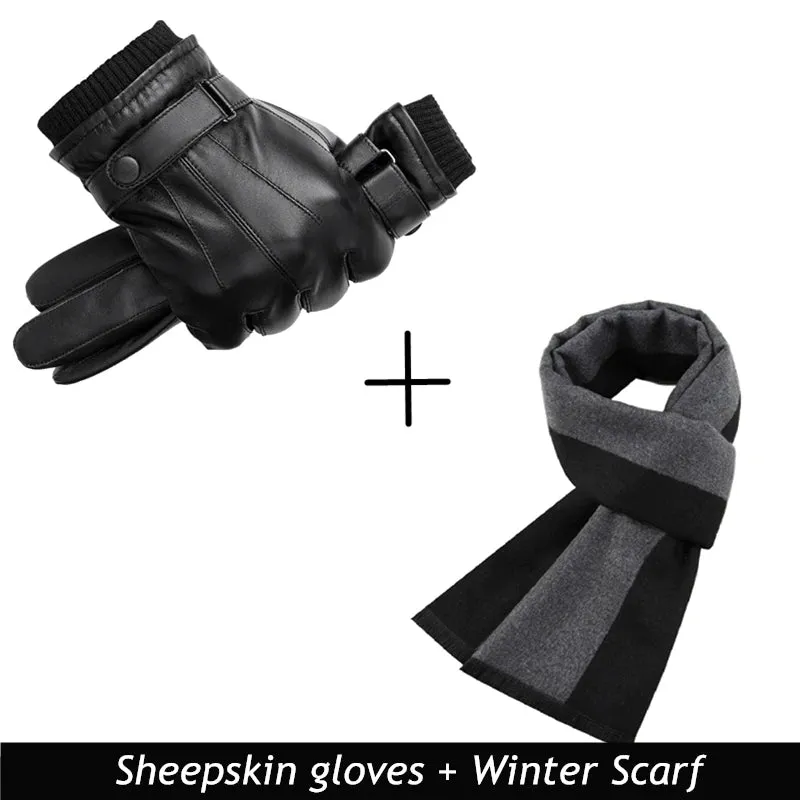 BISON DENIM Genuine Sheepskin Leather Gloves