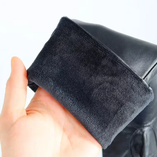 Black Genuine Leather Long Gloves (50cm)