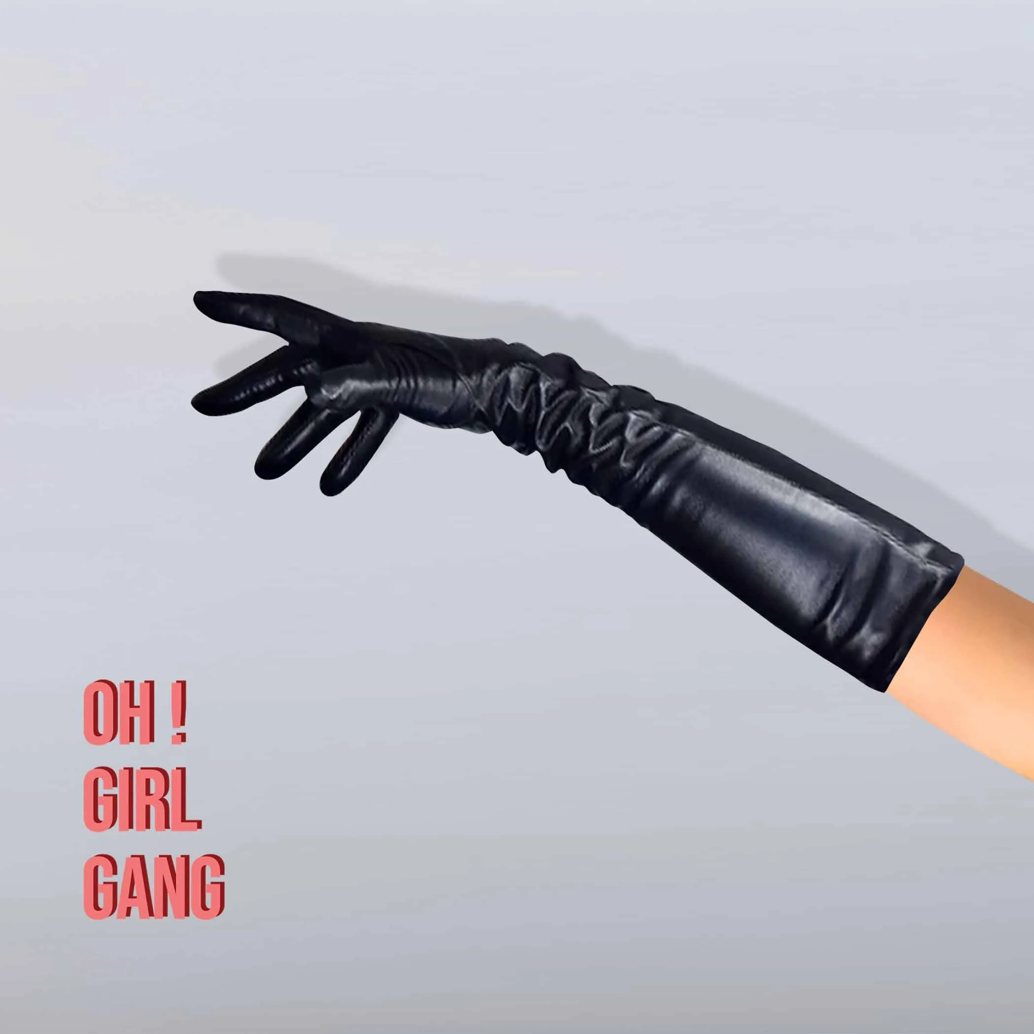 Black Genuine Leather Long Gloves (50cm)