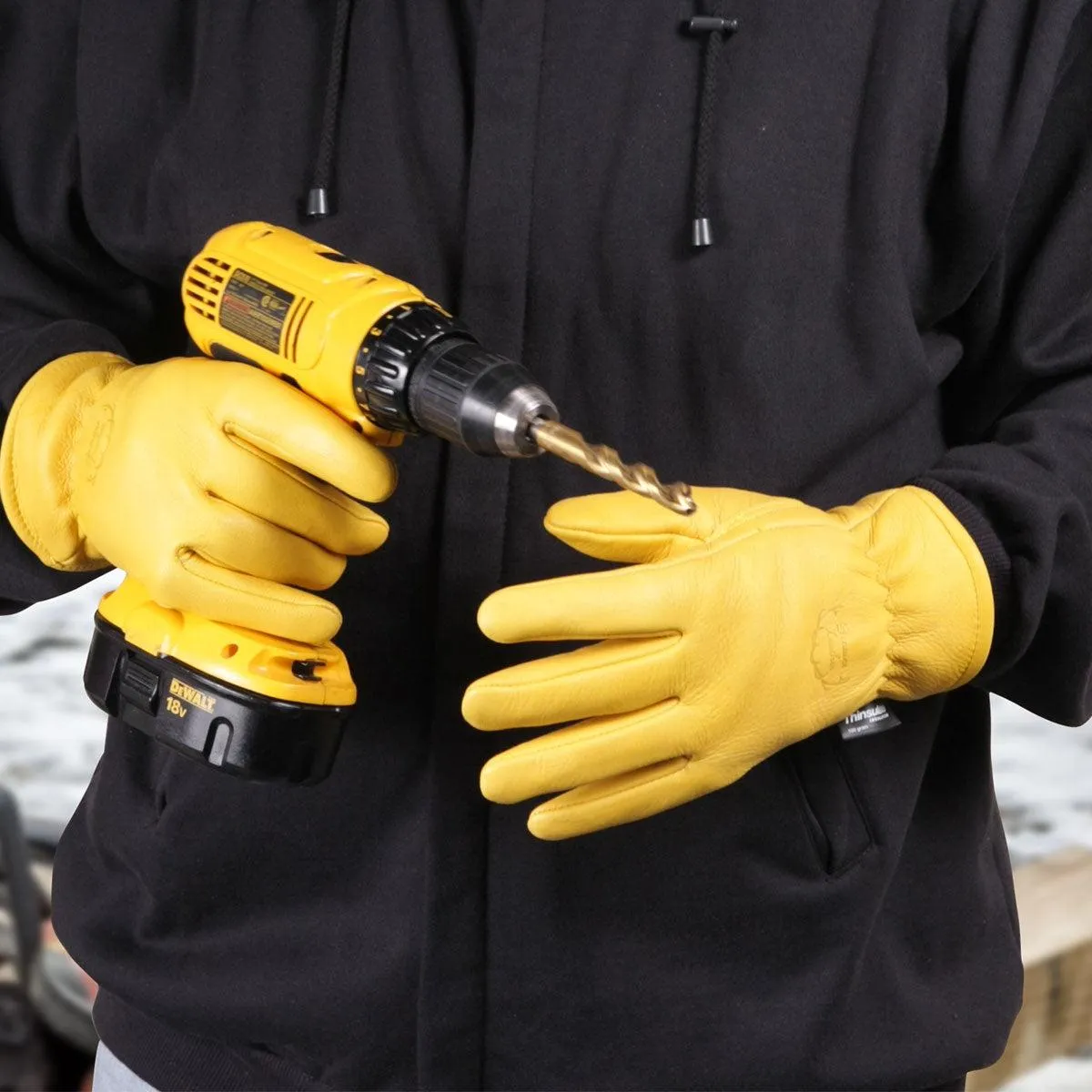 Black Stallion Elkskin Thinsulate Insulation Driving Gloves - 17T