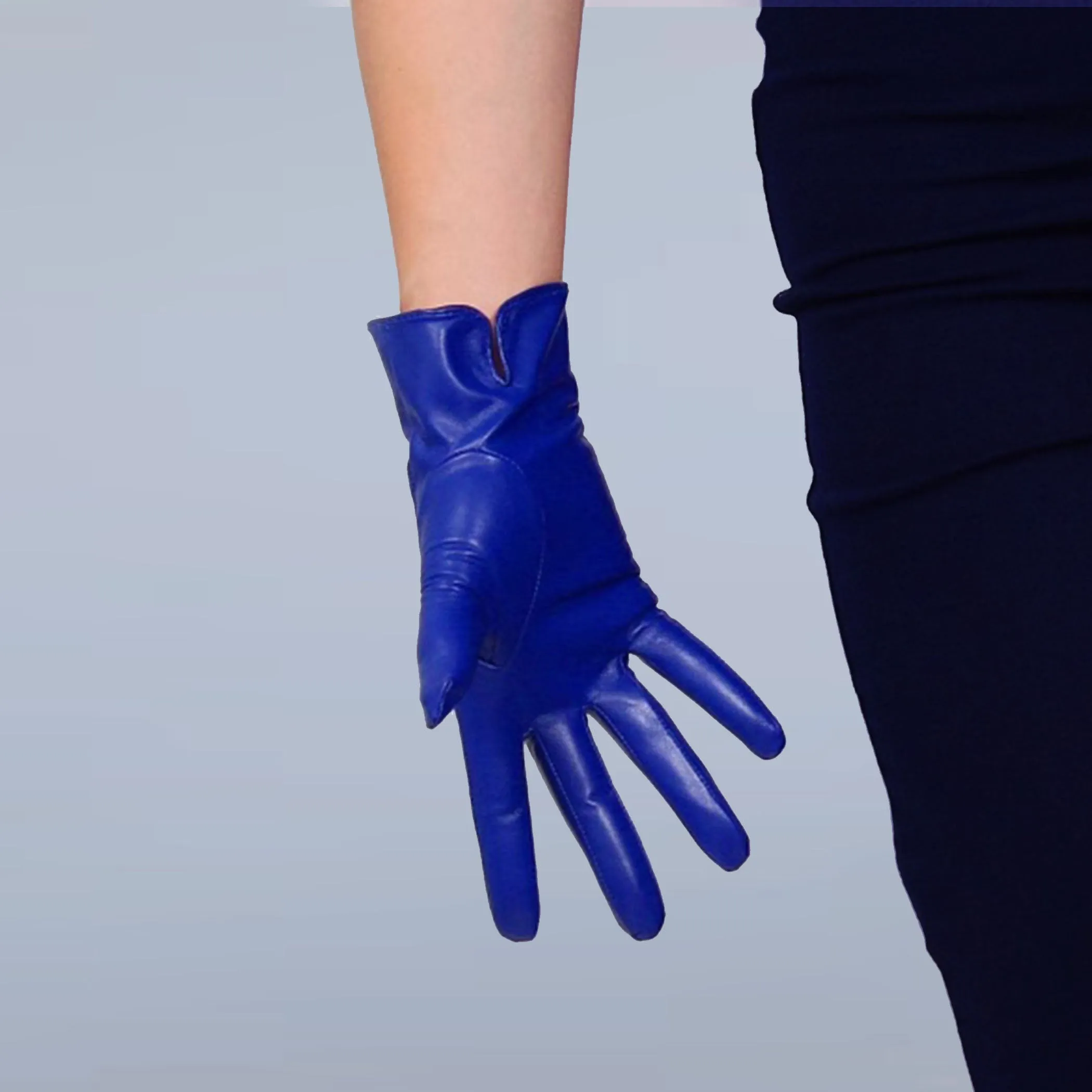 Brown GENUINE LEATHER short gloves