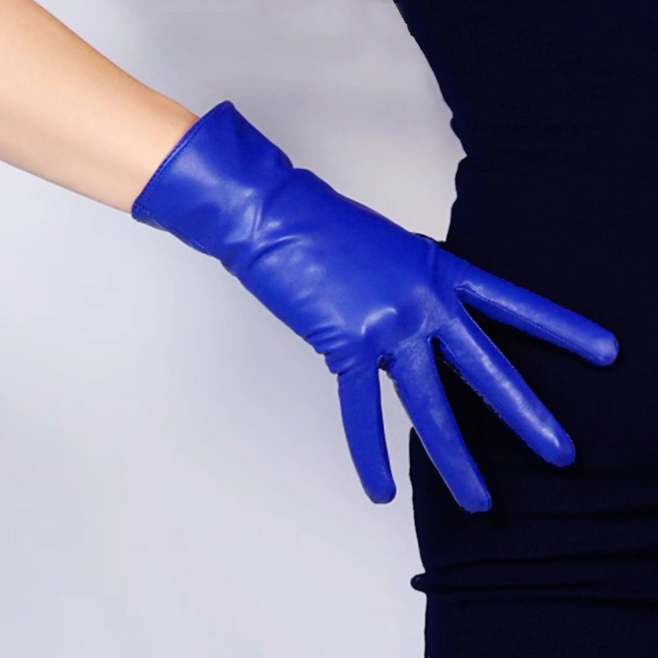 Brown GENUINE LEATHER short gloves