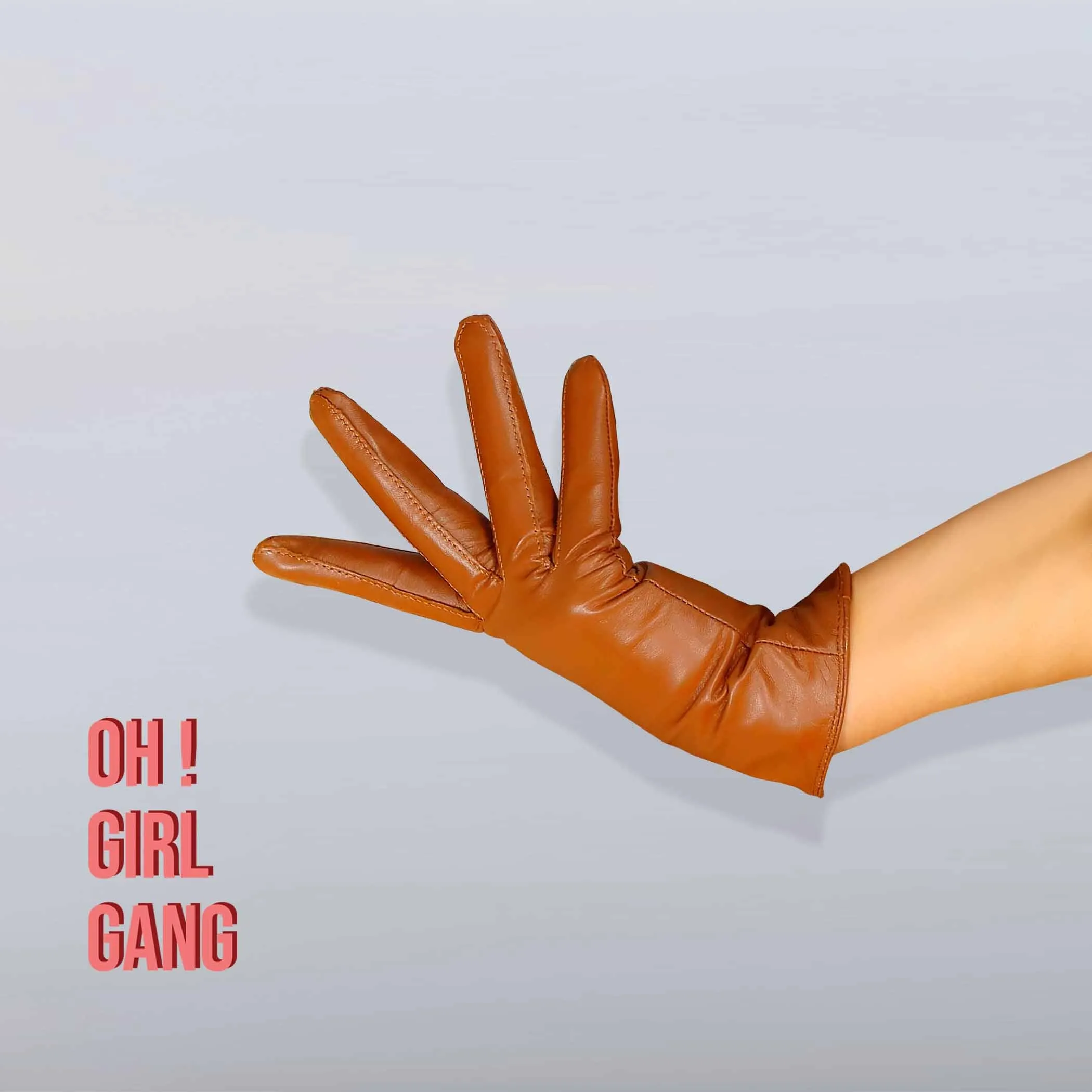 Brown GENUINE LEATHER short gloves