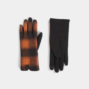 Button Top Plaid Touchscreen Gloves