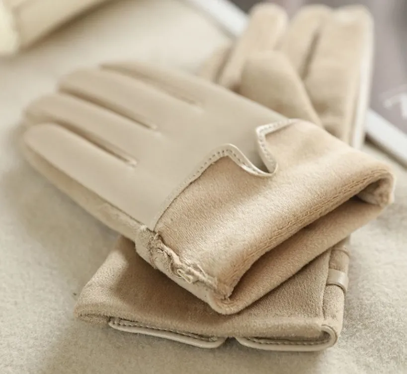 Buy One Get One Free! Suede Gloves for Women, Thickened and Lined with Fur for Winter, Keeping Warm, Windproof, Waterproof, and Touchscreen-Compatible, Outdoor Cycling Gloves.C-241105-2