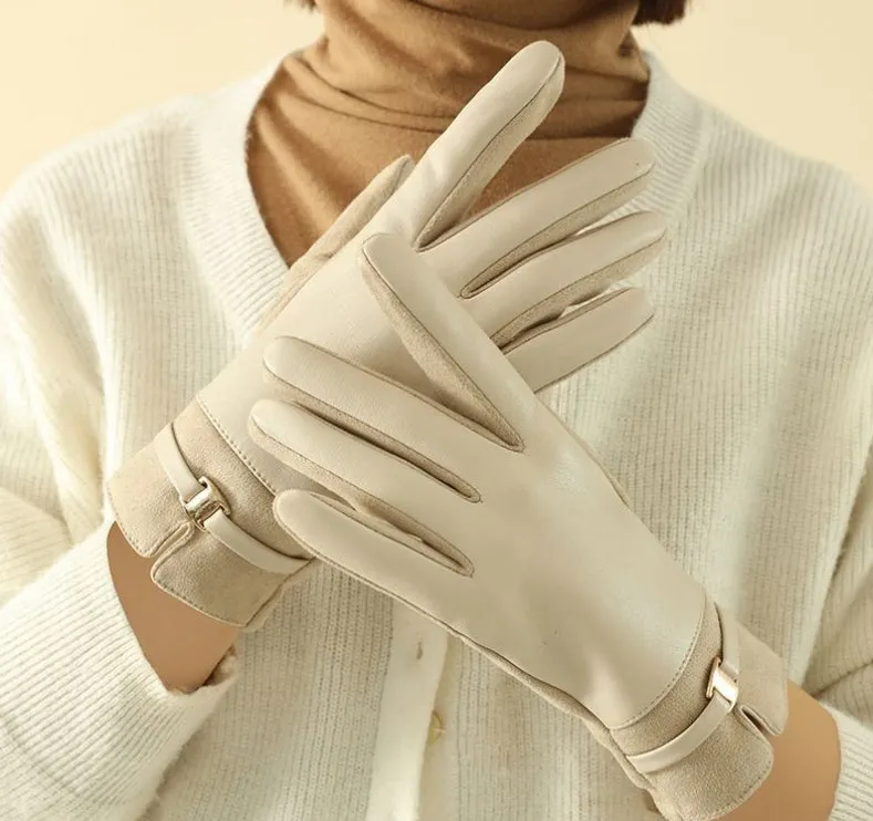 Buy One Get One Free! Suede Gloves for Women, Thickened and Lined with Fur for Winter, Keeping Warm, Windproof, Waterproof, and Touchscreen-Compatible, Outdoor Cycling Gloves.C-241105-2