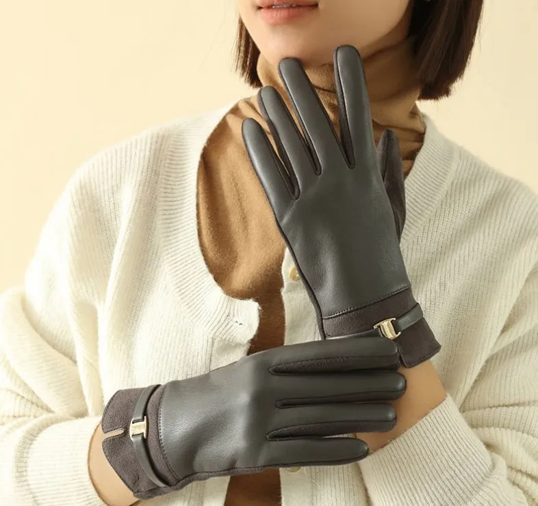 Buy One Get One Free! Suede Gloves for Women, Thickened and Lined with Fur for Winter, Keeping Warm, Windproof, Waterproof, and Touchscreen-Compatible, Outdoor Cycling Gloves.C-241105-2