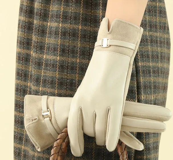 Buy One Get One Free! Suede Gloves for Women, Thickened and Lined with Fur for Winter, Keeping Warm, Windproof, Waterproof, and Touchscreen-Compatible, Outdoor Cycling Gloves.C-241105-2