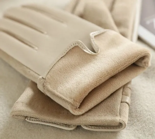 Buy One Get One Free! Suede Gloves for Women, Thickened and Lined with Fur for Winter, Keeping Warm, Windproof, Waterproof, and Touchscreen-Compatible, Outdoor Cycling Gloves.C-241105-2