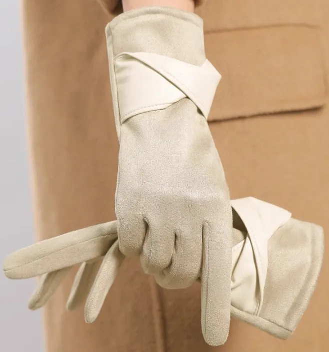 Buy One Get One Free! Warm Gloves for Women, Thickened and Lined with Fur in Autumn and Winter, Suede, Korean Style Fashionable and Simple, Touchscreen-Compatible, Windproof.C-241105-3