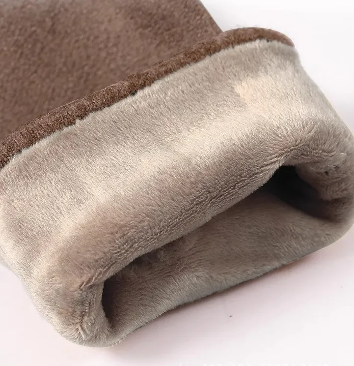 Buy One Get One Free! Warm Gloves for Women, Thickened and Lined with Fur in Autumn and Winter, Suede, Korean Style Fashionable and Simple, Touchscreen-Compatible, Windproof.C-241105-3