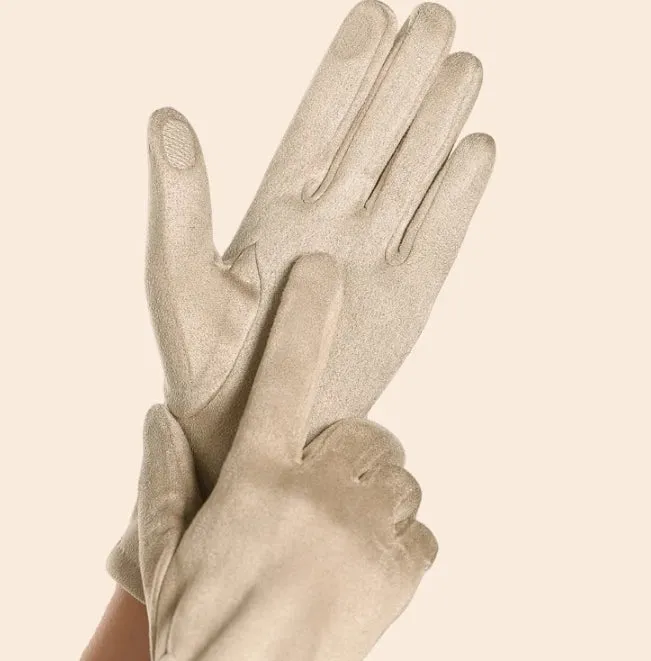 Buy One Get One Free! Warm Gloves for Women, Thickened and Lined with Fur in Autumn and Winter, Suede, Korean Style Fashionable and Simple, Touchscreen-Compatible, Windproof.C-241105-3