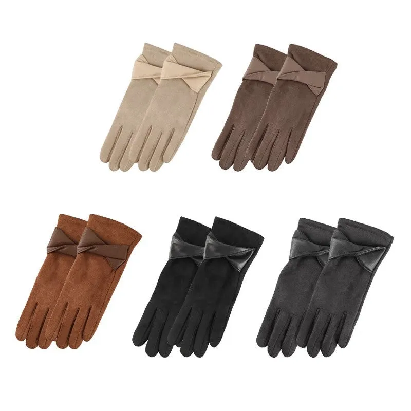 Buy One Get One Free! Warm Gloves for Women, Thickened and Lined with Fur in Autumn and Winter, Suede, Korean Style Fashionable and Simple, Touchscreen-Compatible, Windproof.C-241105-3