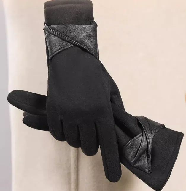 Buy One Get One Free! Warm Gloves for Women, Thickened and Lined with Fur in Autumn and Winter, Suede, Korean Style Fashionable and Simple, Touchscreen-Compatible, Windproof.C-241105-3