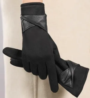 Buy One Get One Free! Warm Gloves for Women, Thickened and Lined with Fur in Autumn and Winter, Suede, Korean Style Fashionable and Simple, Touchscreen-Compatible, Windproof.C-241105-3