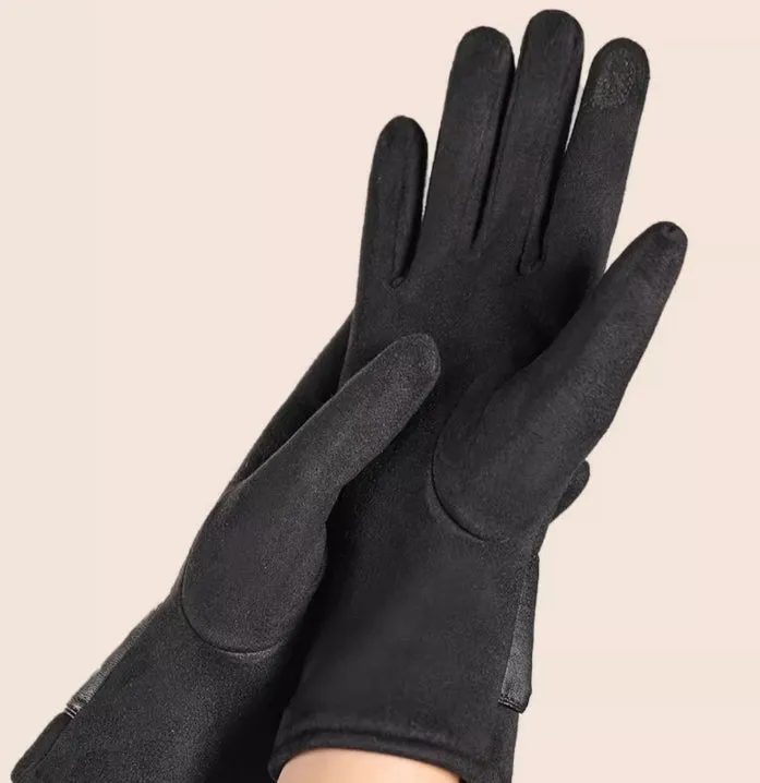 Buy One Get One Free! Warm Gloves for Women, Thickened and Lined with Fur in Autumn and Winter, Suede, Korean Style Fashionable and Simple, Touchscreen-Compatible, Windproof.C-241105-3