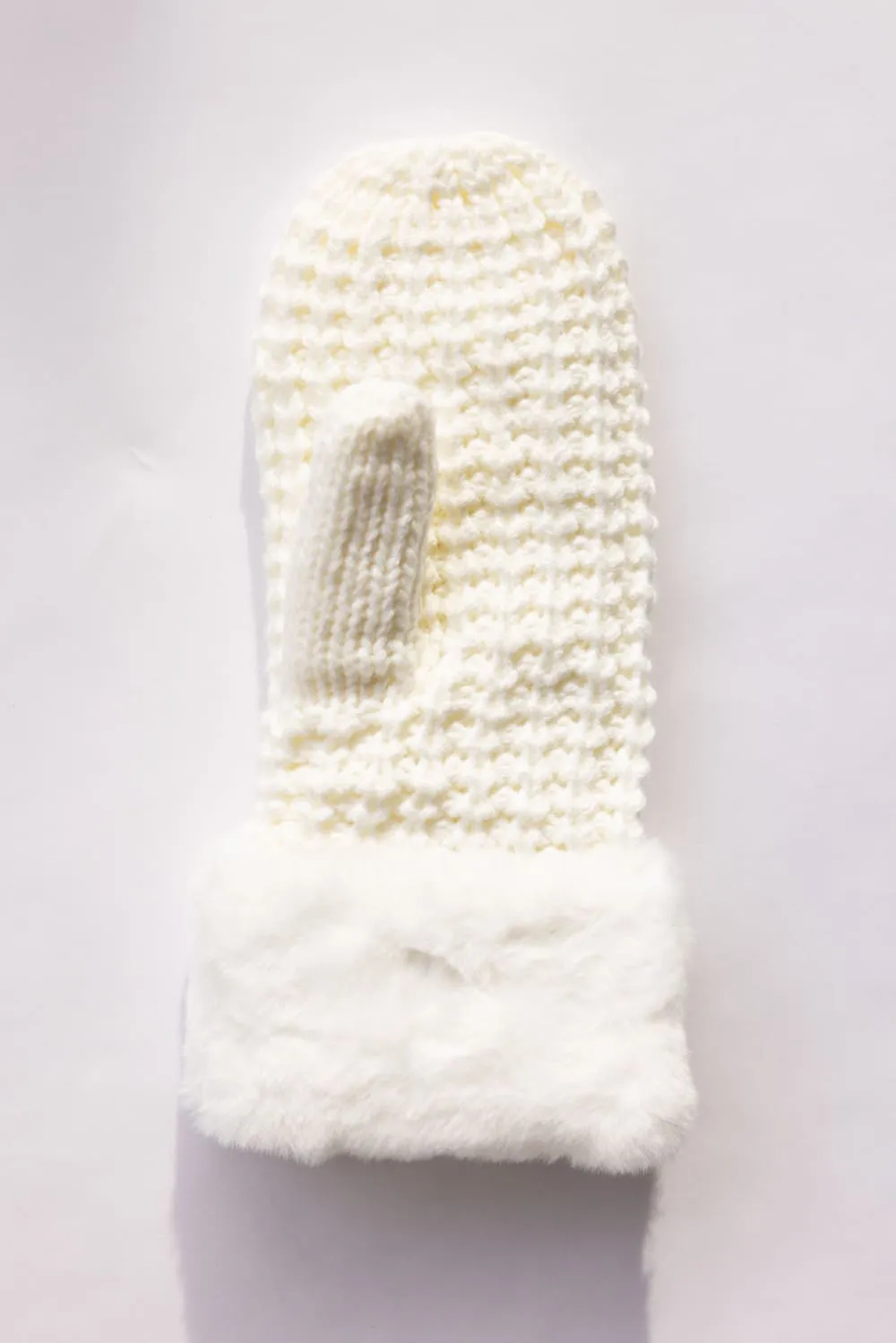 C.C. Waffle Knit Mittens for Women in Ivory | MTE-0032-IVORY
