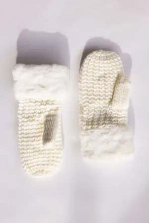 C.C. Waffle Knit Mittens for Women in Ivory | MTE-0032-IVORY