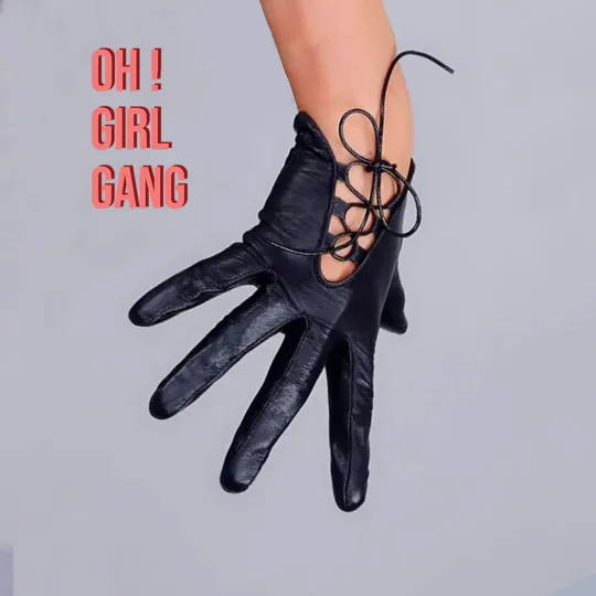 Chic Lace-Up Black Leather Short Biker Gloves (20 cm)