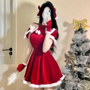 Christmas Elegant Bow Velvet Dress SD02153