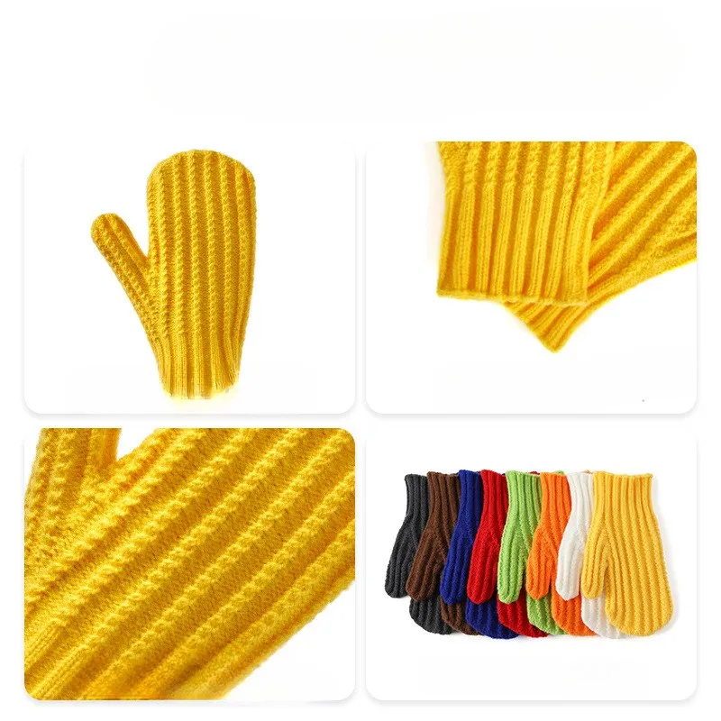 Cute Solid Color Ribbed Simple Knit Gloves DPG2807