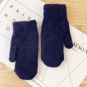 Double-layer rabbit hair female all fingers winter women gloves