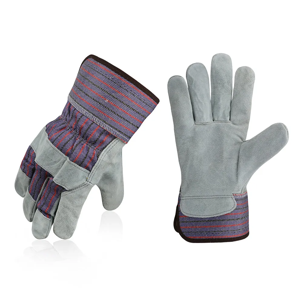 Economy Split Cowhide Palm Leather Work Gloves - Size L, XL