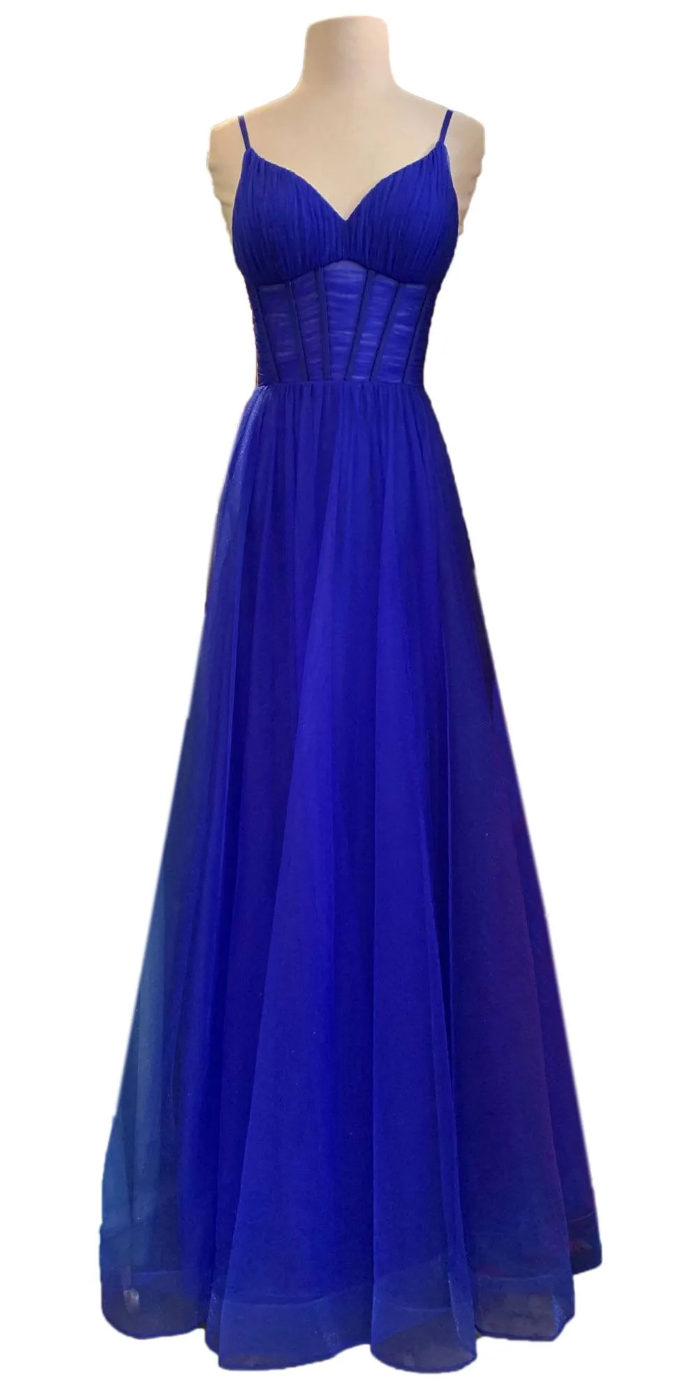 Eureka Fashion 9177 Long A-Line Mesh Ball Gown with Leg Slit