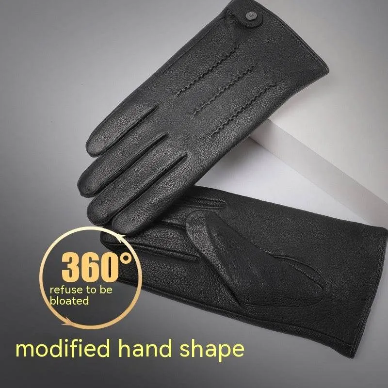 Fleece-lined Thickened Real Leather Gloves