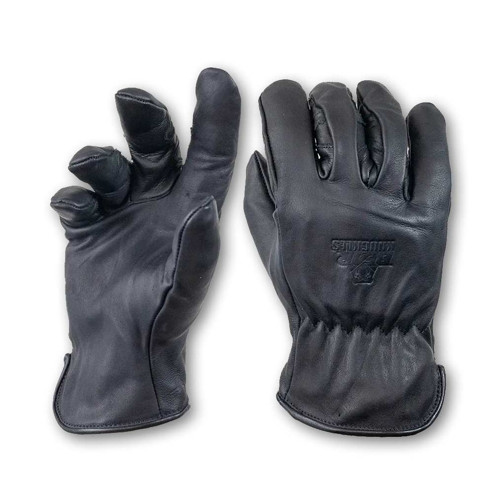 Fleece-Lined Water Resistant Black Cowhide Driver Gloves