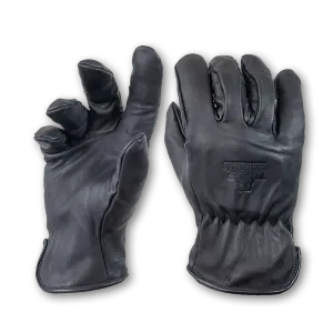 Fleece-Lined Water Resistant Black Cowhide Driver Gloves