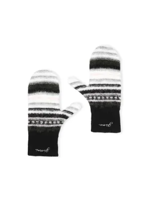 Ganni Striped Soft Wool Mittens in Black