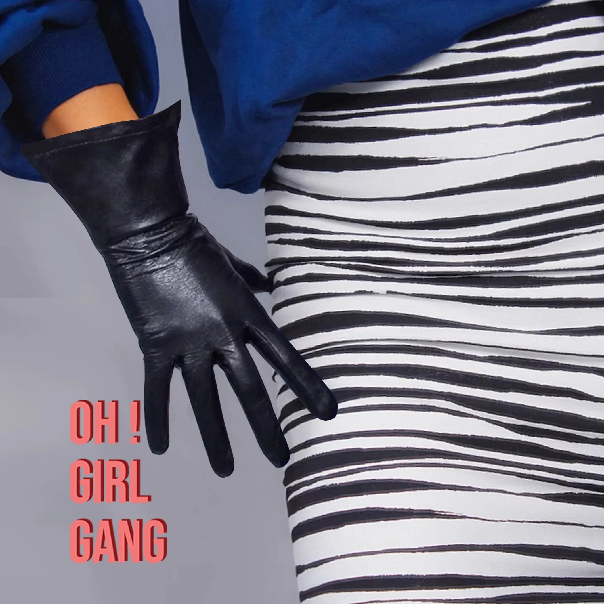 GENUINE LEATHER Black short gloves (28cm)