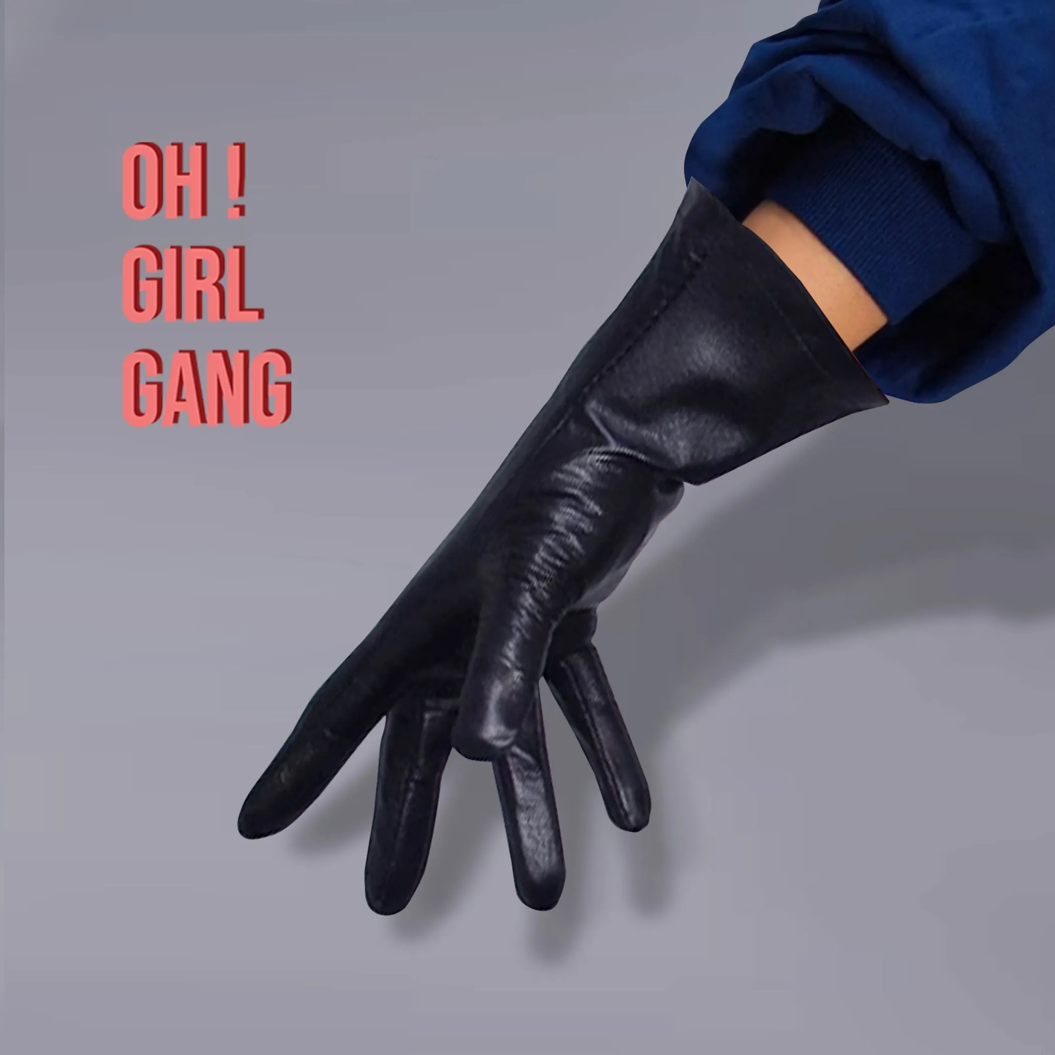 GENUINE LEATHER Black short gloves (28cm)
