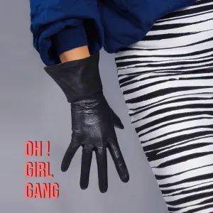 GENUINE LEATHER Black short gloves (28cm)