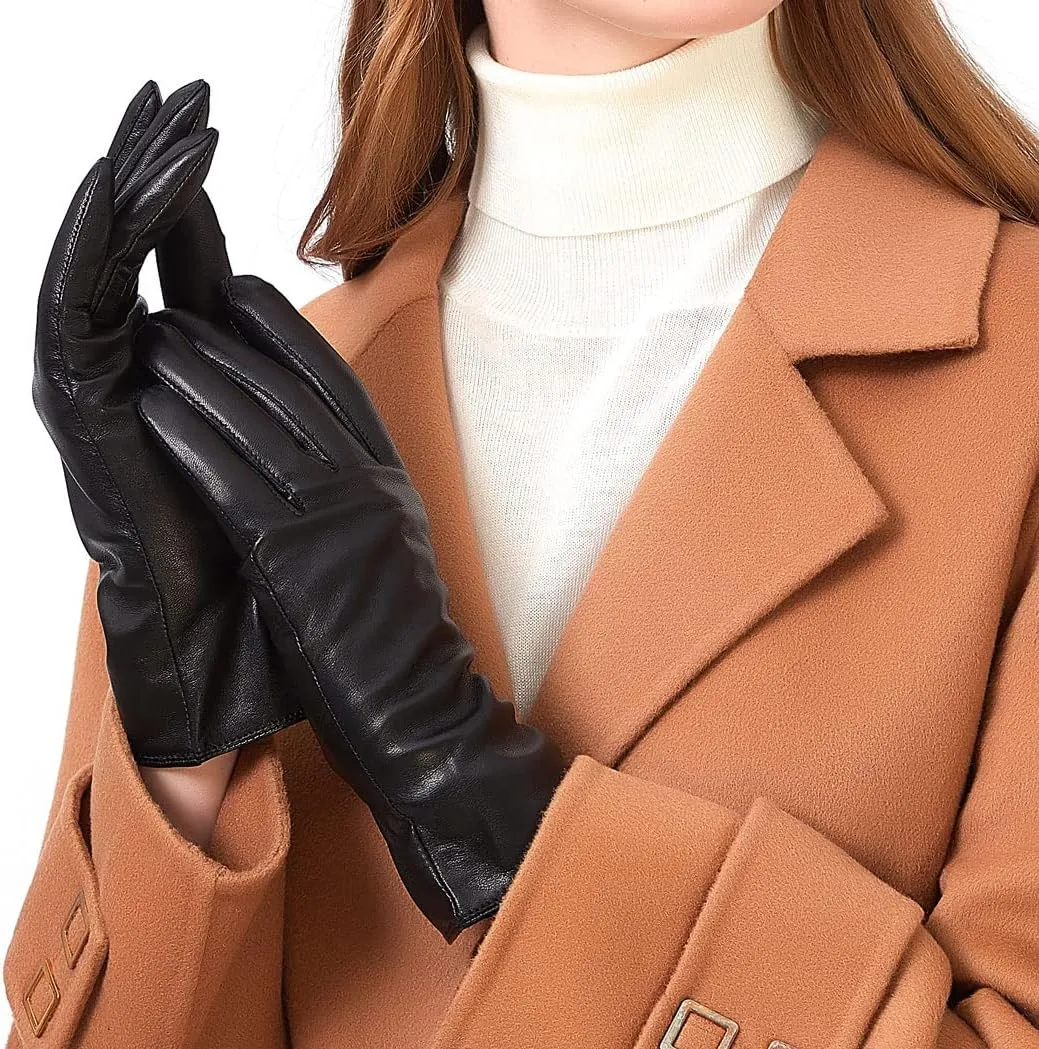 Genuine Sheepskin Leather Women's Gloves - Luxe Cashmere Lined